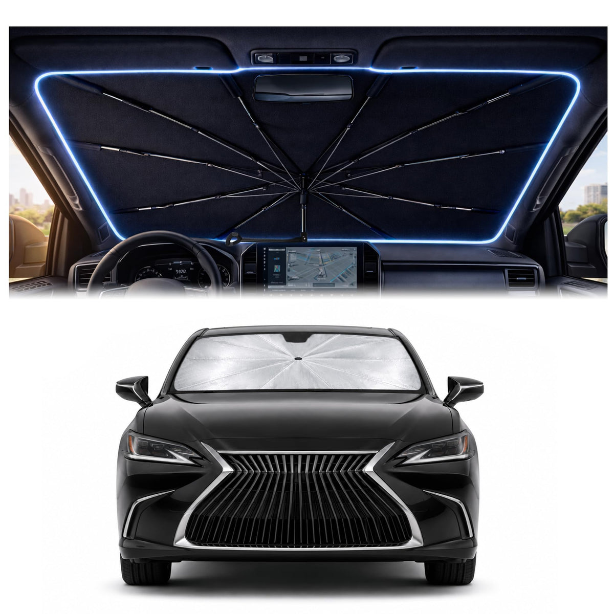 Car Windshield Sun Shade Umbrella for Mercedes Benz GLE 2020-2026