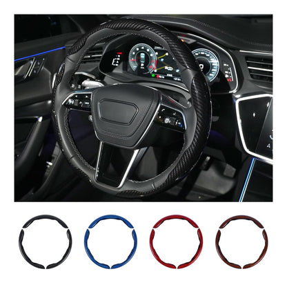 Hiseanllo Carbon Fiber Steering Wheel Cover 3PCS Set – Anti-Slip, Scratch-Resistant, Universal Fit for 14–16 Inch Wheels – Interior Car Accessories for Cars, SUVs, Trucks (Black)