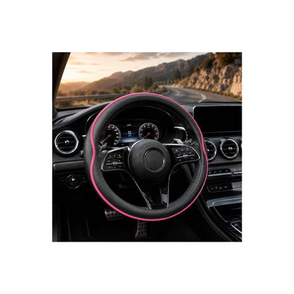 Car Steering Wheel Cover Full Surround - Soft Breathable Anti-Slip Heavyweight Safety Cover, Thick Cushioned Sports Style Universal Fit for Auto Truck SUV (Black)
