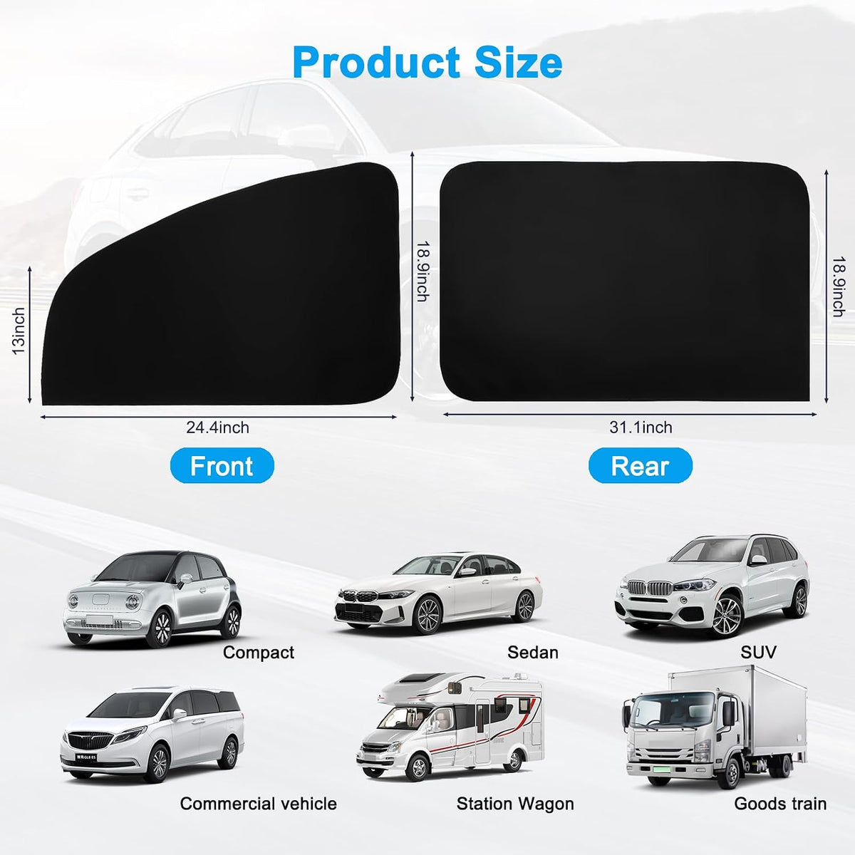 Ovege Blackout Car Window Curtains 4pcs Magnetic Privacy