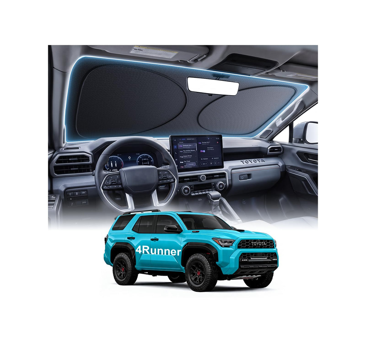 2026 Upgraded Windshield Sun Shade for Toyota RAV4 [Precision Custom Fit, Superior UV & Heat Block] Cooling Tech Fabric, Durable Foldable with Storage Bag, Fits 2000-2026