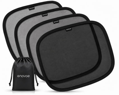 Enovoe Car Window Shades for Baby (4 Pack) - 21"x14" - Sun Shade Blocker, Cling - Glare Shield and UV Rays Protection for Your Child - Side Windows Screens for SUV- Mesh Window Shades for Car Baby