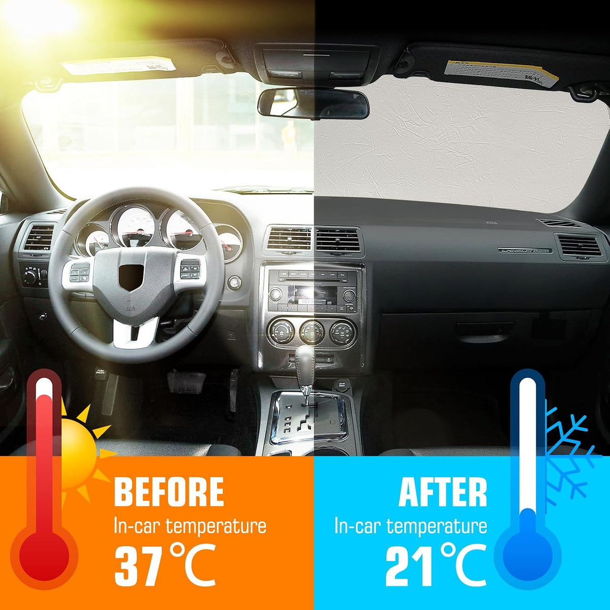 Windshield Sun Shade Fits for Dodge Charger 2011-2024