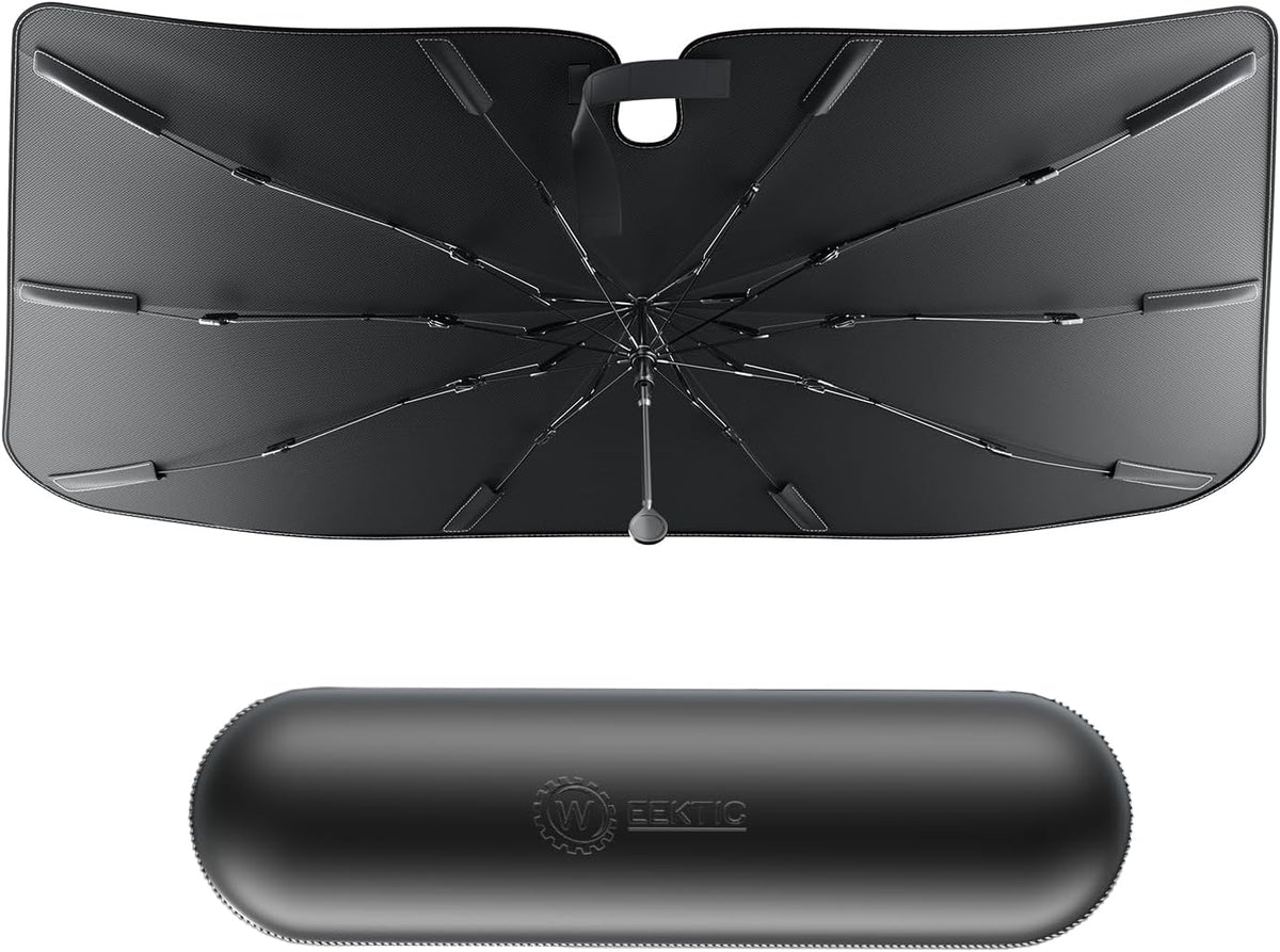[2026 Upgrade] Weektic Windshield Sun Shade Umbrella, [Double Thickened Ice Crystal Coating] Sun & Heat Protection, Keep Vehicle Cool & Protect Interior, Zero Light Leakage Medium 57" L x 31" W