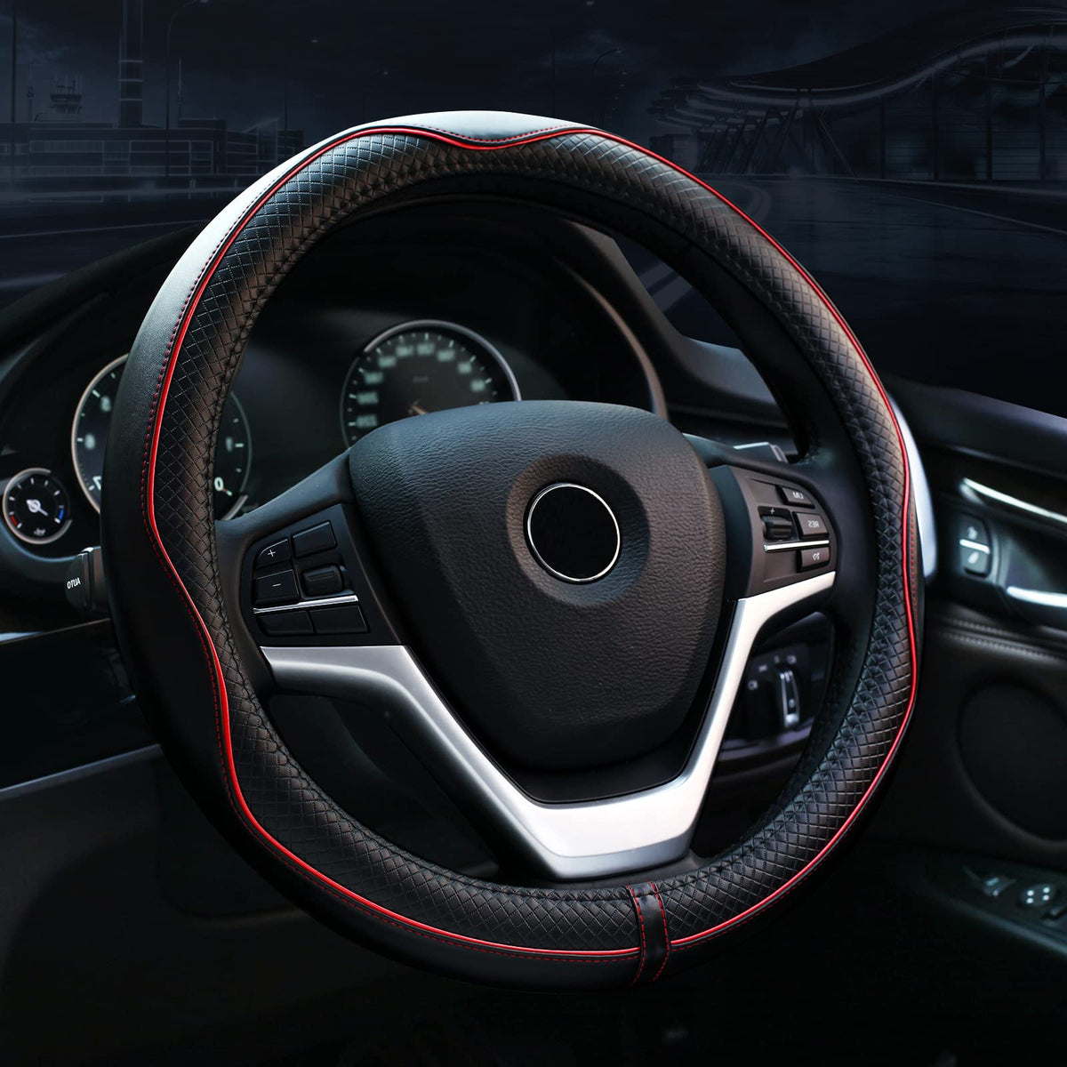 Valleycomfy Steering Wheel Covers Universal 15.75 inch - Genuine Leather