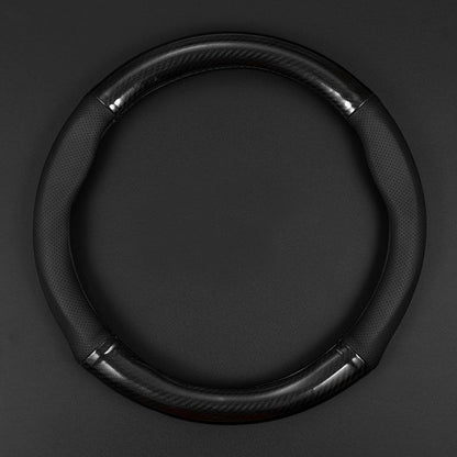gunhunt 1 PC Car Breathable Steering Wheel Cover, Carbon Fiber Non-Slip Steering Wheel Protector, Wear -Resistant Steering Wheel Sleeve, Four Seasons Universal Steering Wheel Set (D -Shaped)