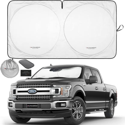Autoamerics 1-Piece Windshield Sun Shade B&W American Flag USA Patriotic Design - Foldable Car Front Window Sunshade for Most Sedans SUV Truck - Blocks Max UV Rays and Keeps Your Vehicle Cool - Small