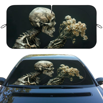 Japanese Cherry Blossoms Car Windshield Sunshade - Folding Red Sun Heatshield Front Window Sun Shade Visor Protector for Sedan, Truck, SUV - 59" L x 31.5" W