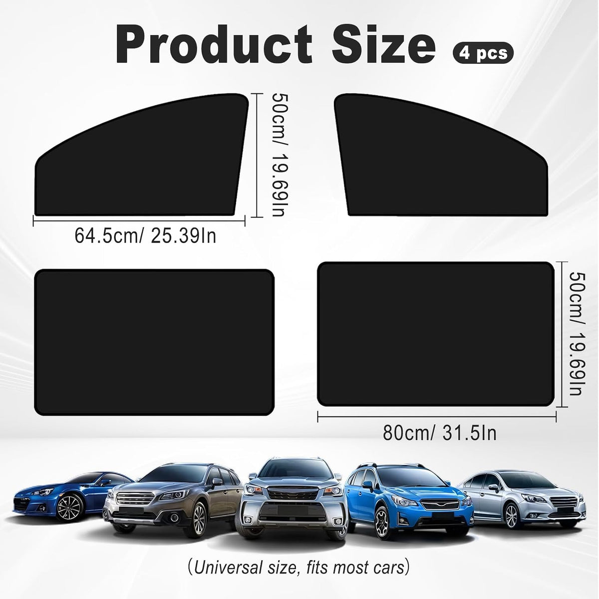 Car Window Shades, Magnetic Blackout Sun Shade Blinds, 4 Pack