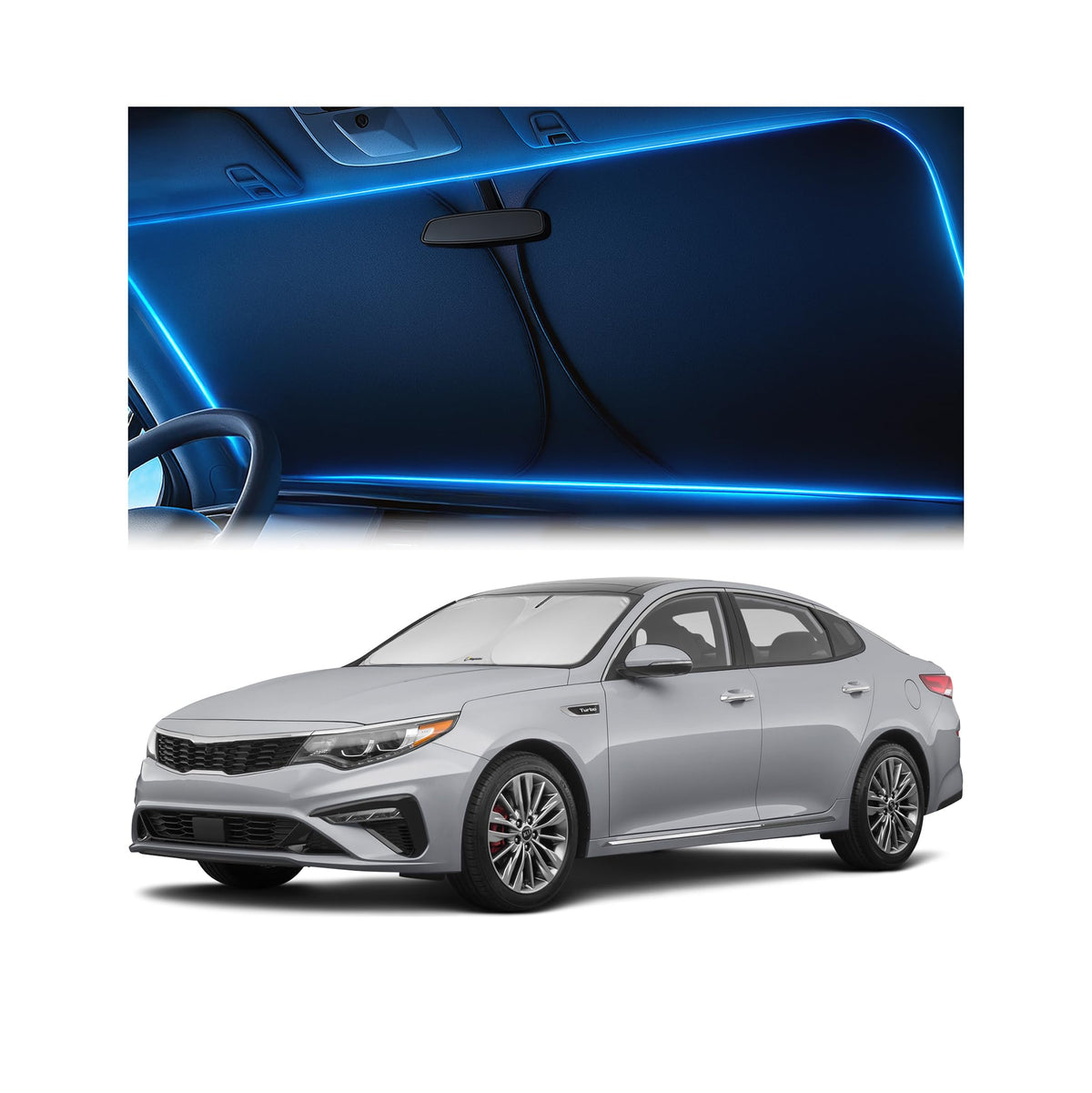 Magnelex Windshield Sun Shade for Kia K5 2021-2026 / Hyundai Sonata 2020-2026, Foldable Car Window Sunshade, Heat & UV Visor Cover, Reflective Front Shades Accessories