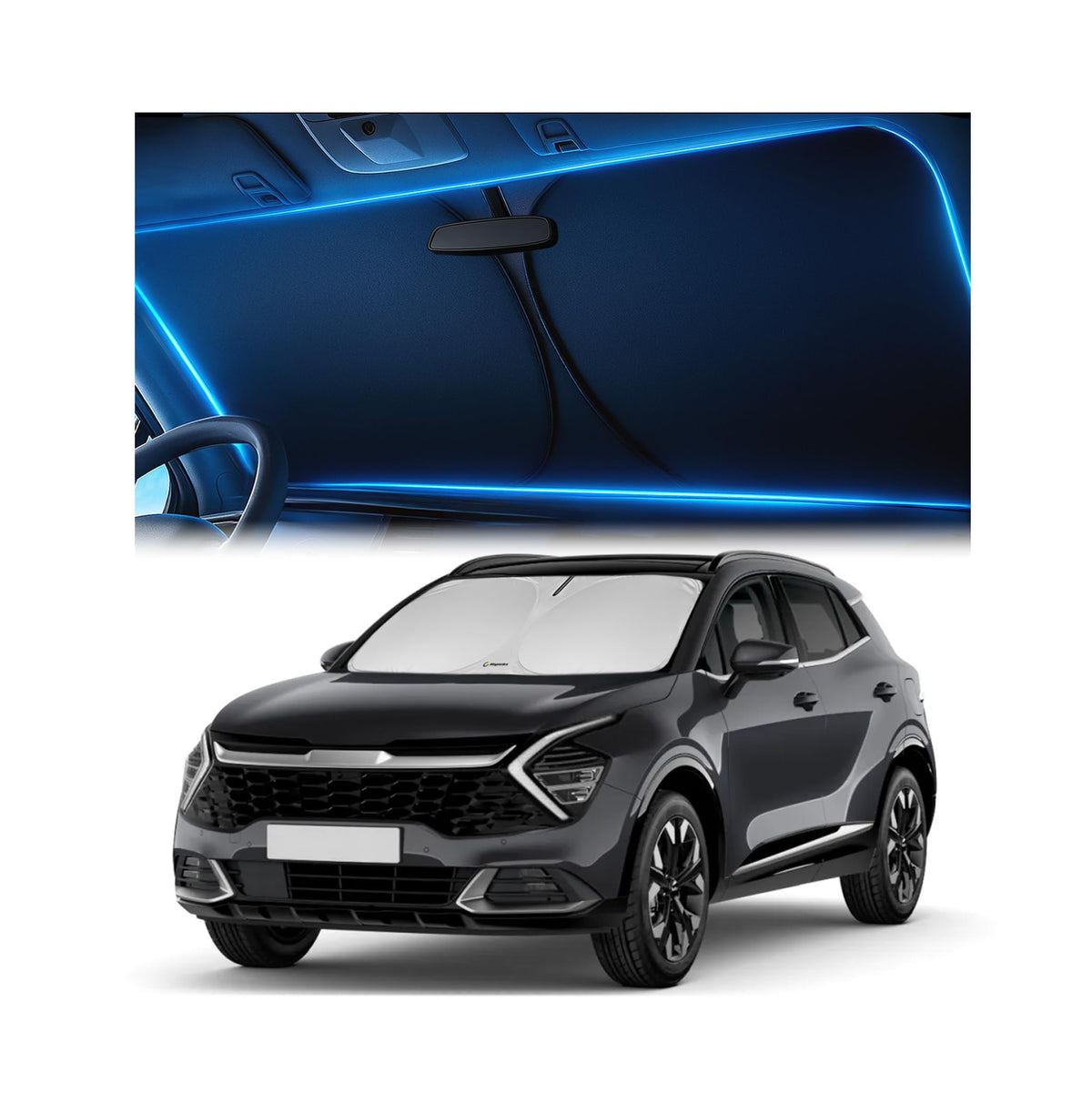 Magnelex Windshield Sun Shade for Kia K5 2021-2026 / Hyundai Sonata 2020-2026, Foldable Car Window Sunshade, Heat & UV Visor Cover, Reflective Front Shades Accessories