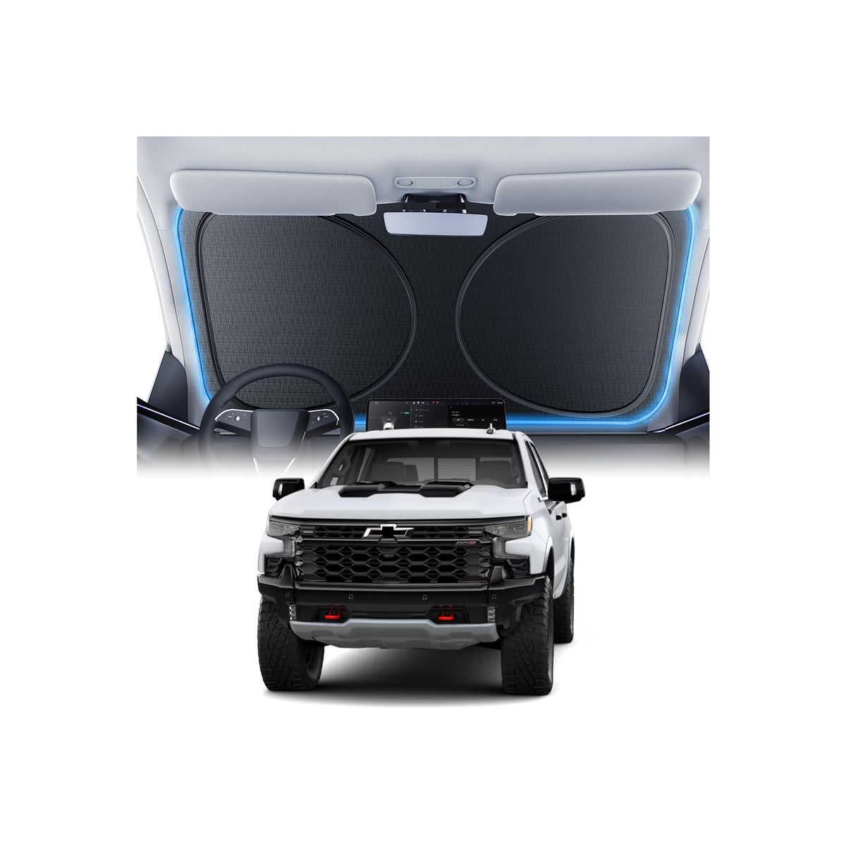 Windshield Sun Shade for Honda CR-V 2000-2026, 100% UV Block & Heat Insulation, Custom Fit Sunshade, Foldable Car Sunshade with Storage Bag, Summer Car Accessory