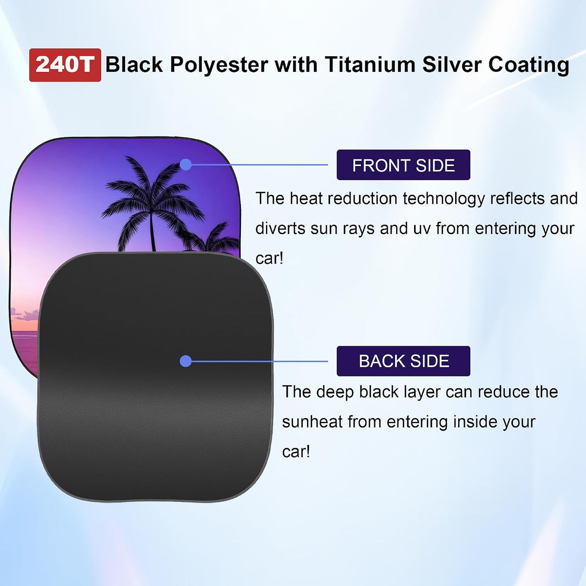 Gven Windshield Sun Shade for Car 2-Piece Foldable Sunshade for Front Windows, Blocks UV Rays, Automotive Interior Sun Protection Car Summer Accessories（Sunset,M）