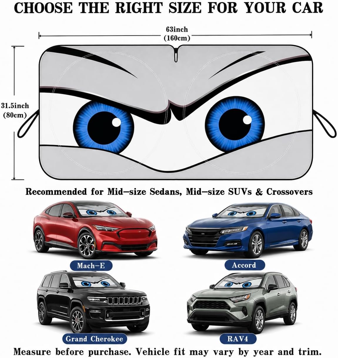 Car Windshield Sun Shade, Universal Fit Midsized Sedan SUV, Cool Gray