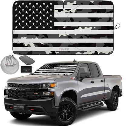 Autoamerics Truck Windshield Sun Shade - American Flag, 64 x 33.5 in
