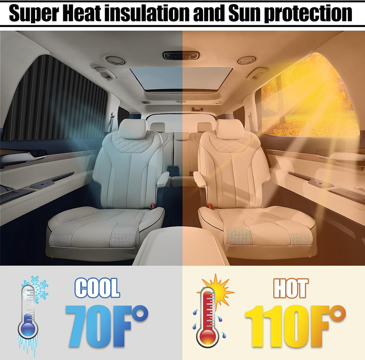 XCBYT Magnetic Car Window Curtains for Side Window, 100% Blackout Privacy