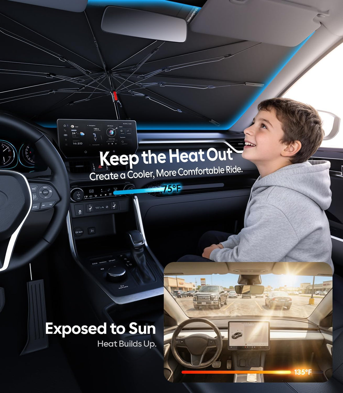 Wigoo Ice-Shield Car Windshield Sun Shade, 60"x36"