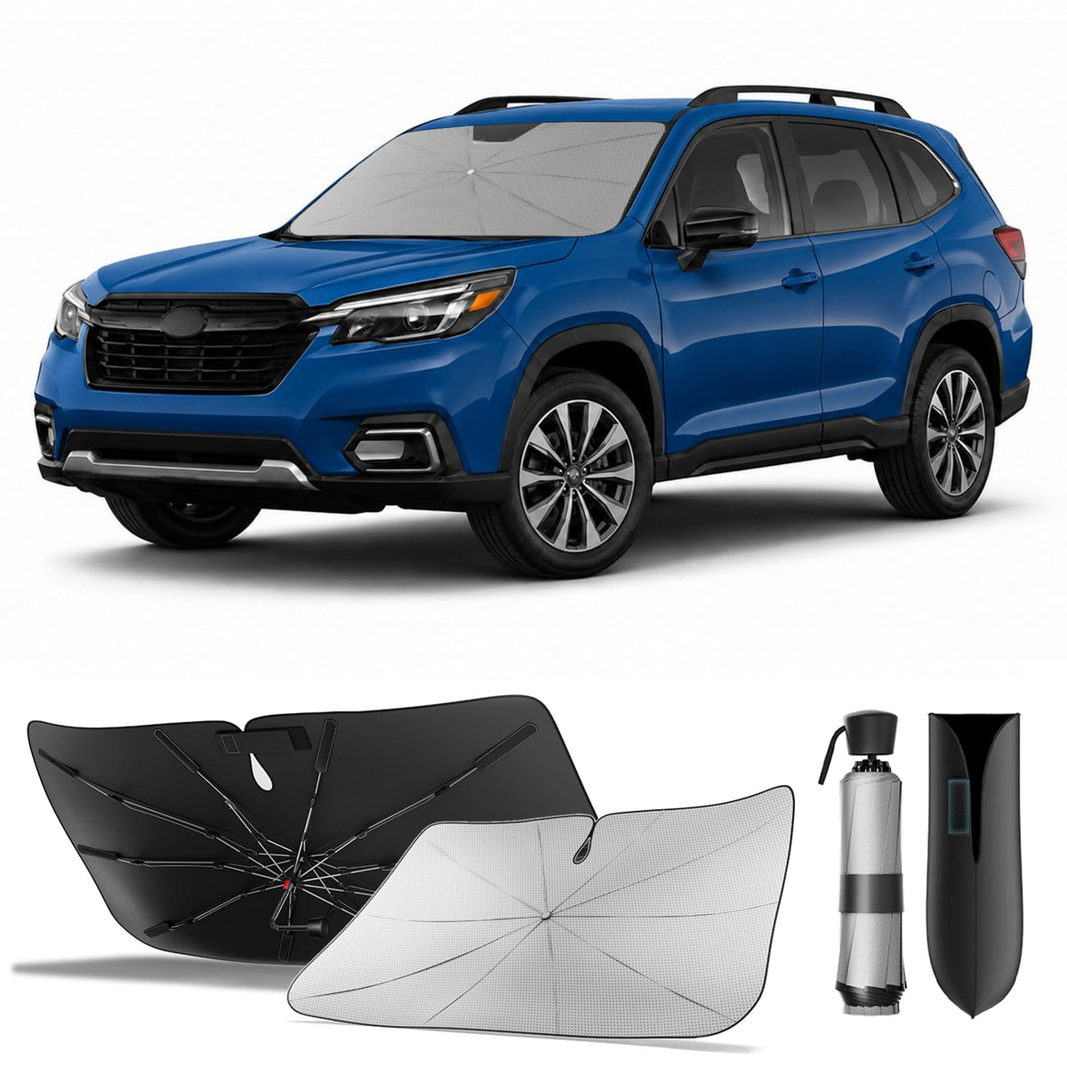 for Chevrolet Tahoe & Traverse 2010-2026 | Zanch Windshield Sun Shade Umbrella [99% UV Protection, Up to 75℉ Cooler] Snug Fit, Scratch-Free, Built to Last, Foldable Front Sunshade Umbrella