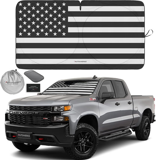 Autoamerics Truck Windshield Sun Shade - American Flag, 64 x 33.5 in