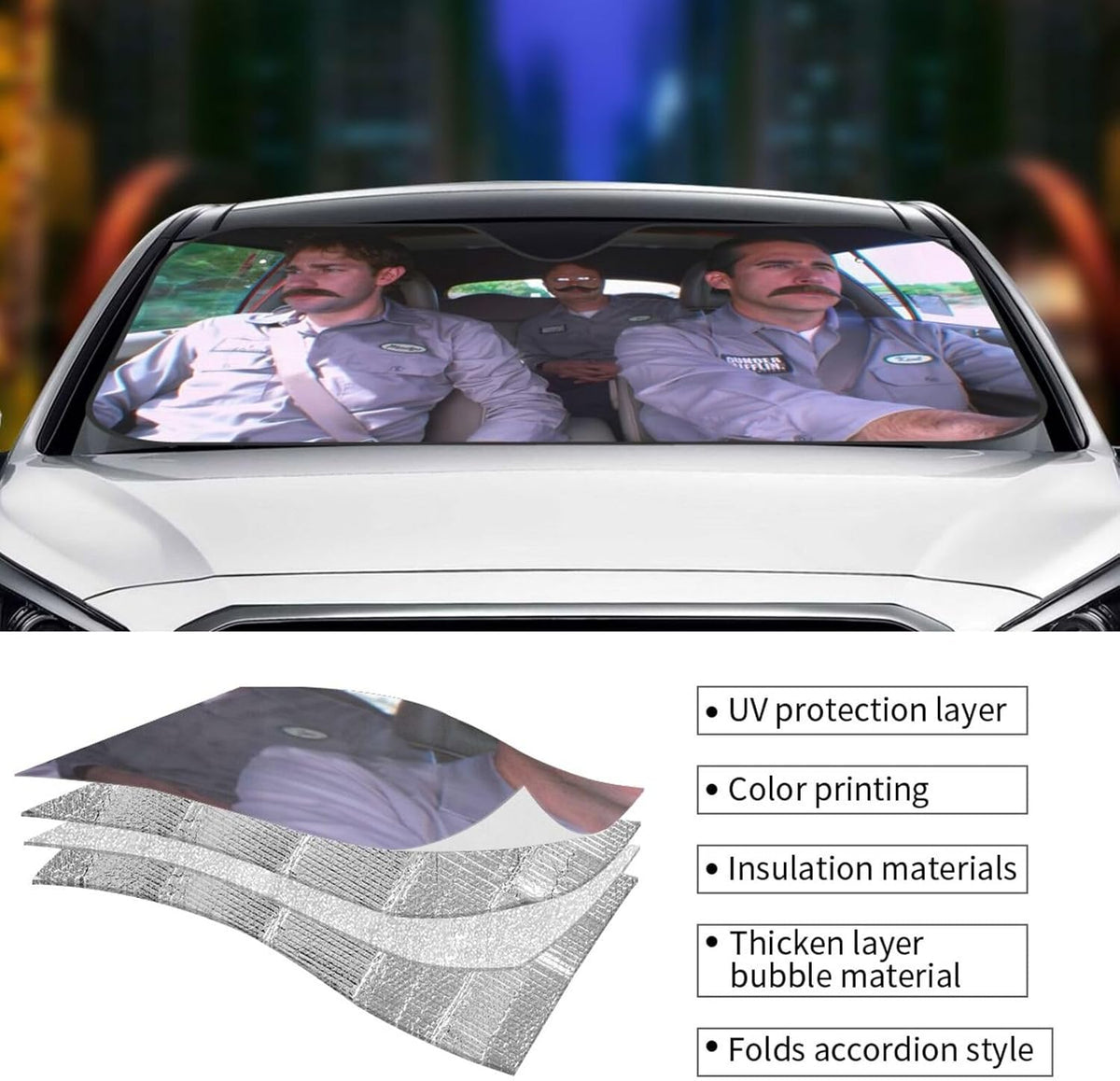 Funny Windshield Sun Shade for Car Sunshade for Car Windshield Covers Blocks UV Rays Automotive Interior Sun Protection 51 x 27.5 in