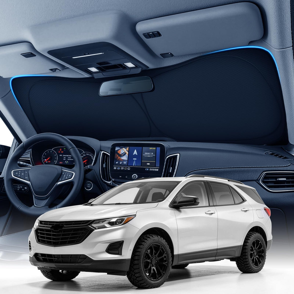 Zanch Custom Windshield Sun Shade for Nissan Altima 2019-2026, 7-Layer UV & Heat Block, 3D Laser Scanned, Interior Protection, Keep Car Cooler, Foldable Car Accessories
