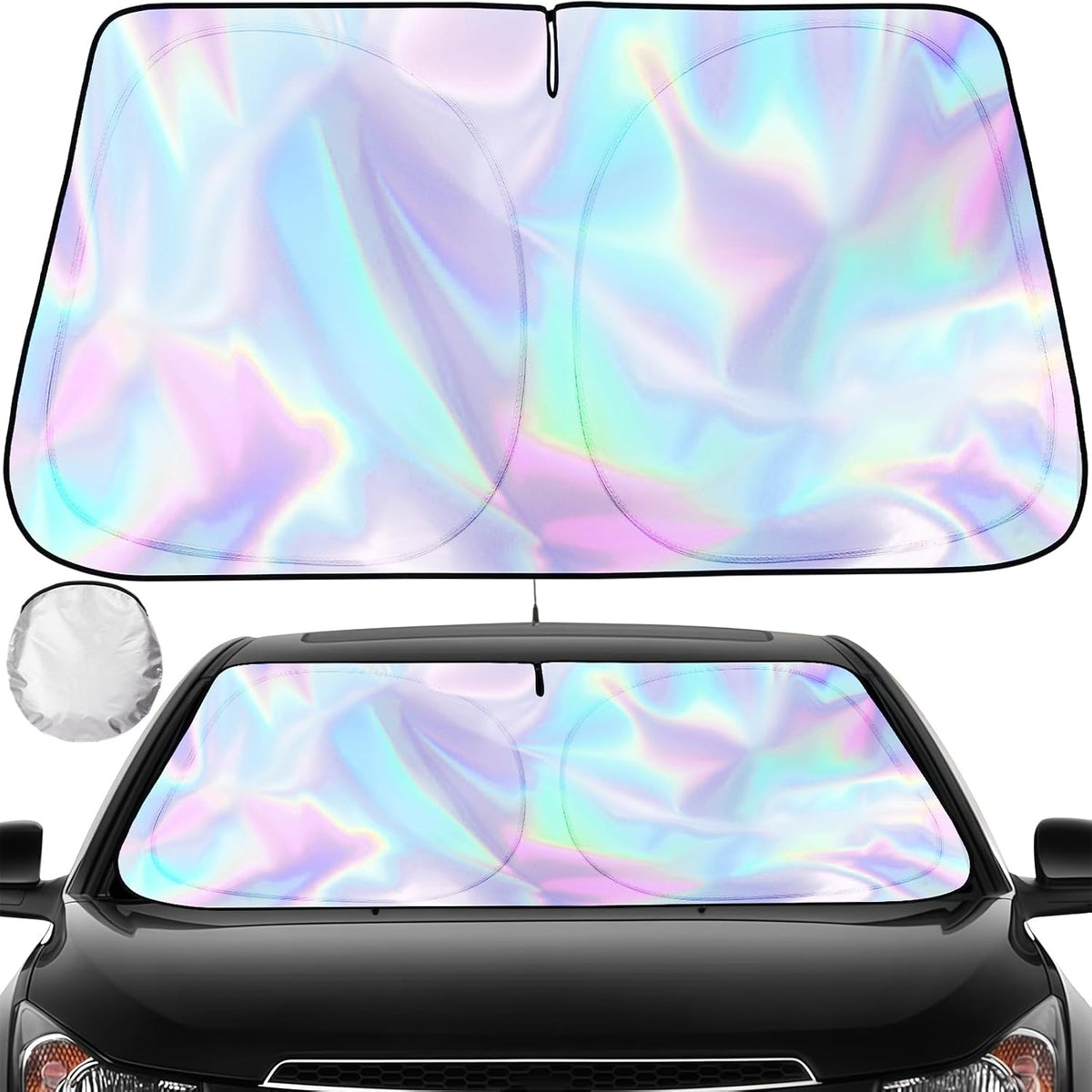 Iridescent Windshield Sun Shade, Reflective Car Sunshade, 57 x 31.5 in