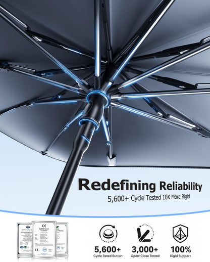 [2026 Upgrade] Weektic Windshield Sun Shade Umbrella, [Double Thickened Ice Crystal Coating] Sun & Heat Protection, Keep Vehicle Cool & Protect Interior, Zero Light Leakage Medium 57" L x 31" W