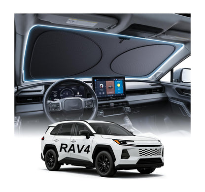 2026 Upgraded Windshield Sun Shade for Toyota RAV4 [Precision Custom Fit, Superior UV & Heat Block] Cooling Tech Fabric, Durable Foldable with Storage Bag, Fits 2000-2026