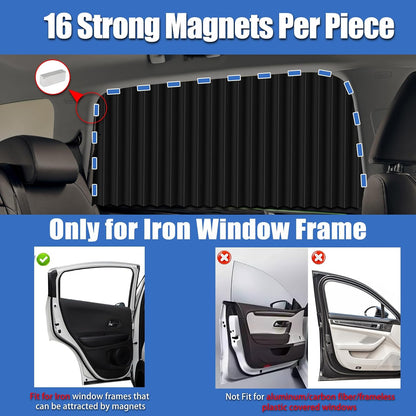 XCBYT Magnetic Car Window Curtains for Side Window, 100% Blackout Privacy