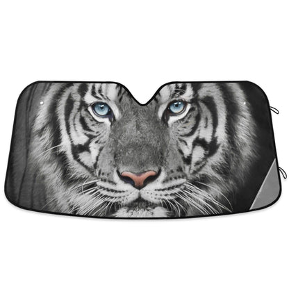 Black Leopard Car Windshield Sun Shade African Animal Skin Print Foldable UV Ray Sun Visor Protector Sunshade to Keep Your Vehicle Cool (51" x 27")