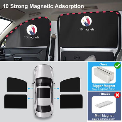 Magnetic Car Window Shade,Set of 5 Magnetic Car Window Curtains for Privacy