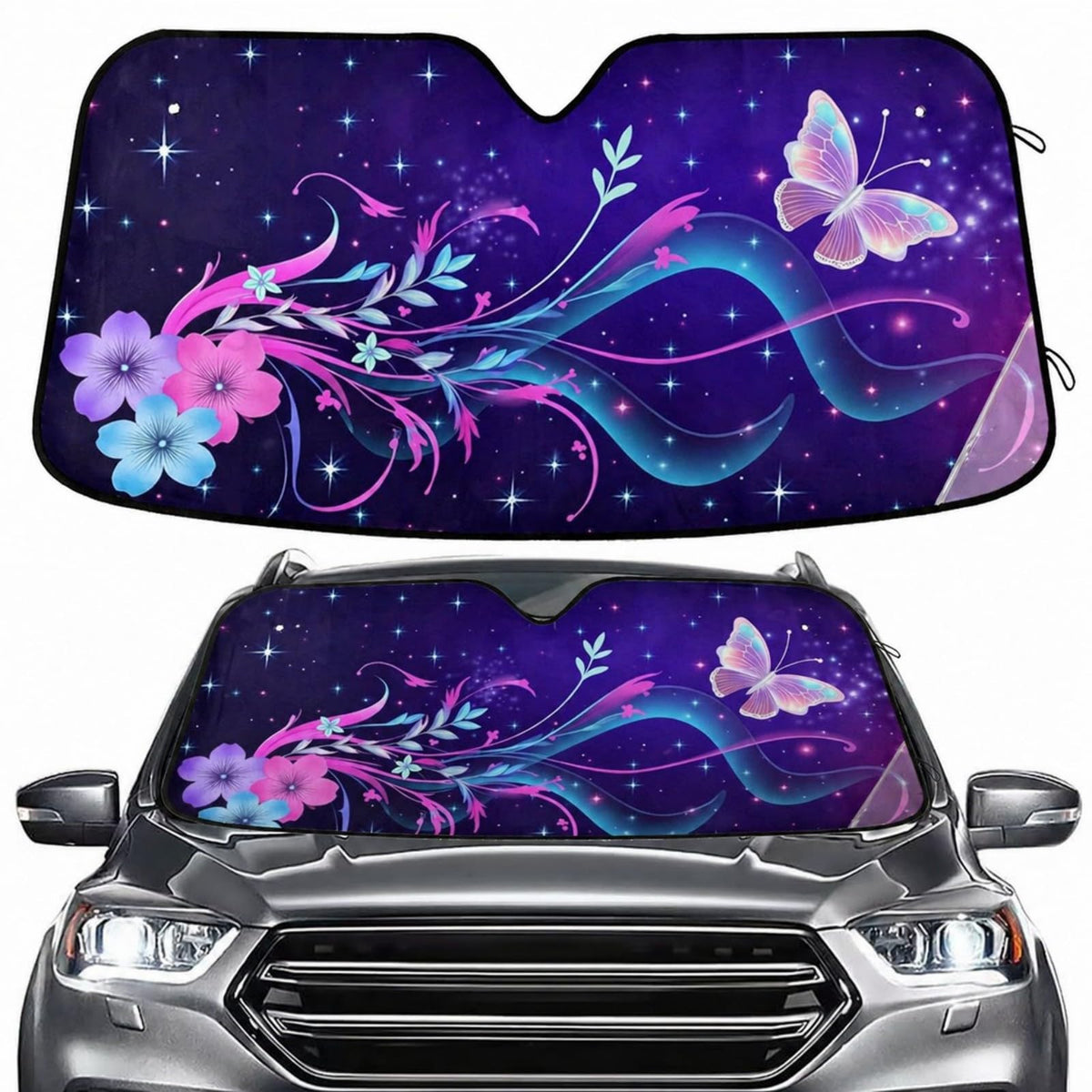 Sea Turtle Teal Windshield Sun Shade for Car Auto SUV Truck Foldable Front Window Sunshade Sun Visor Protector Block UV Rays Reflect Heat, 55" x 28"