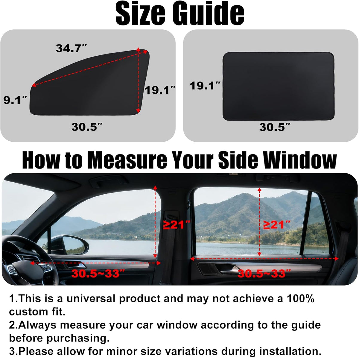 XCBYT Magnetic Car Window Shades for Side Window, 100% Blackout Privacy