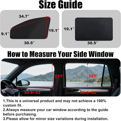XCBYT Magnetic Car Window Shades for Side Window, 100% Blackout Privacy