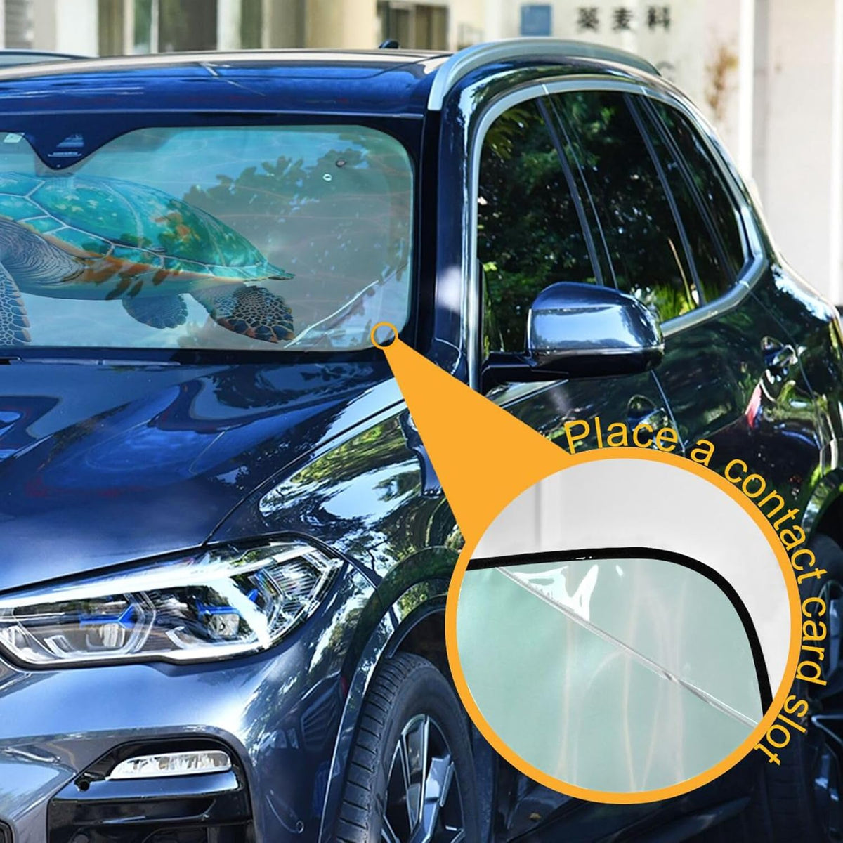 Sea Turtle Teal Windshield Sun Shade for Car Auto SUV Truck Foldable Front Window Sunshade Sun Visor Protector Block UV Rays Reflect Heat, 55" x 28"