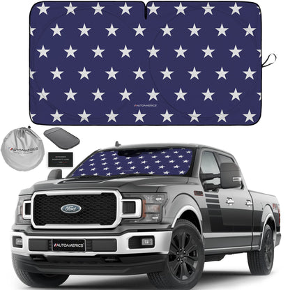 Autoamerics Truck Windshield Sun Shade - American Flag, 64 x 33.5 in