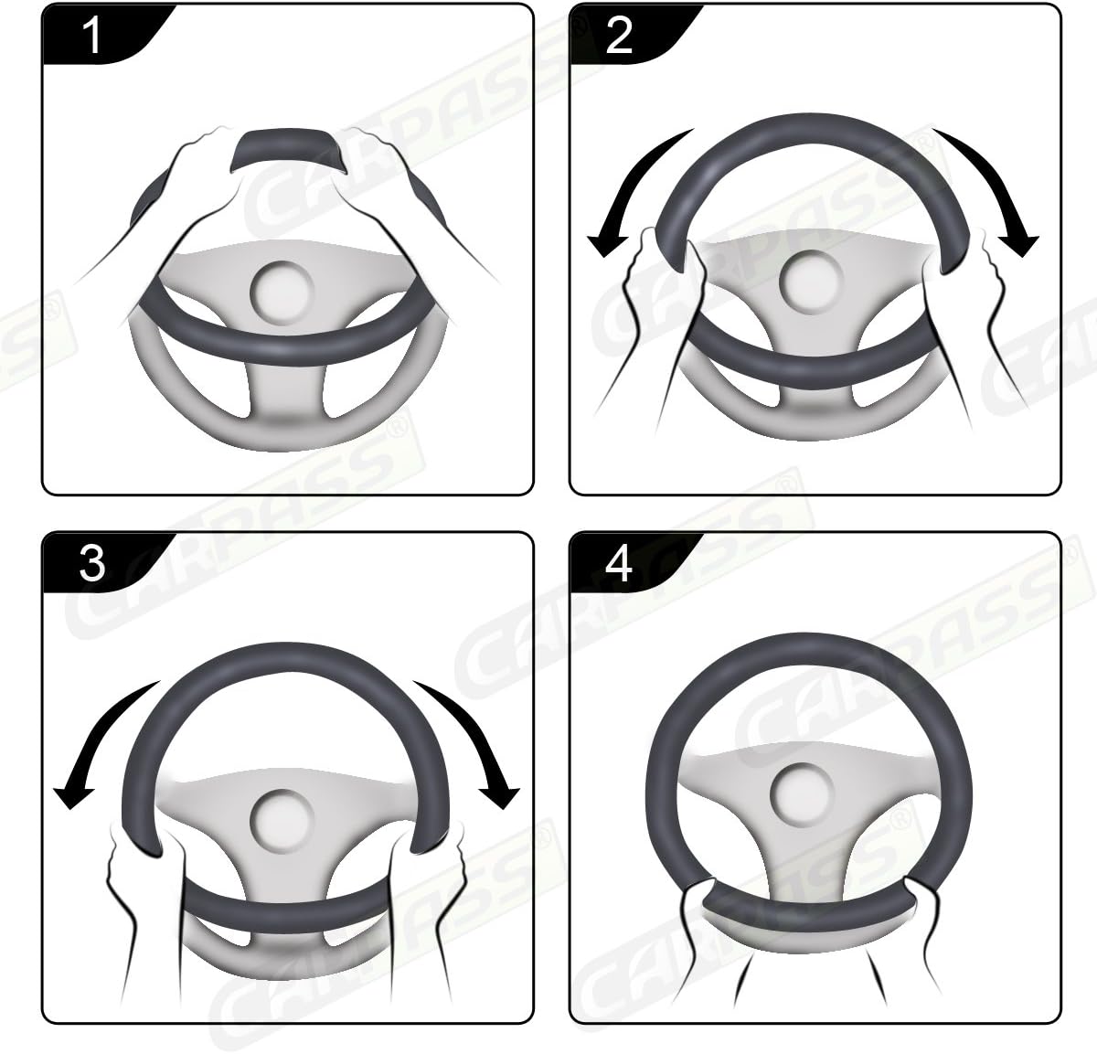 CAR Pass Black Faux Suede 14.5-15 Inch Memory Foam Steering Wheel Covers Breathable Anti-Slip Odorless Steering Wheel Universal Fit for Men Women