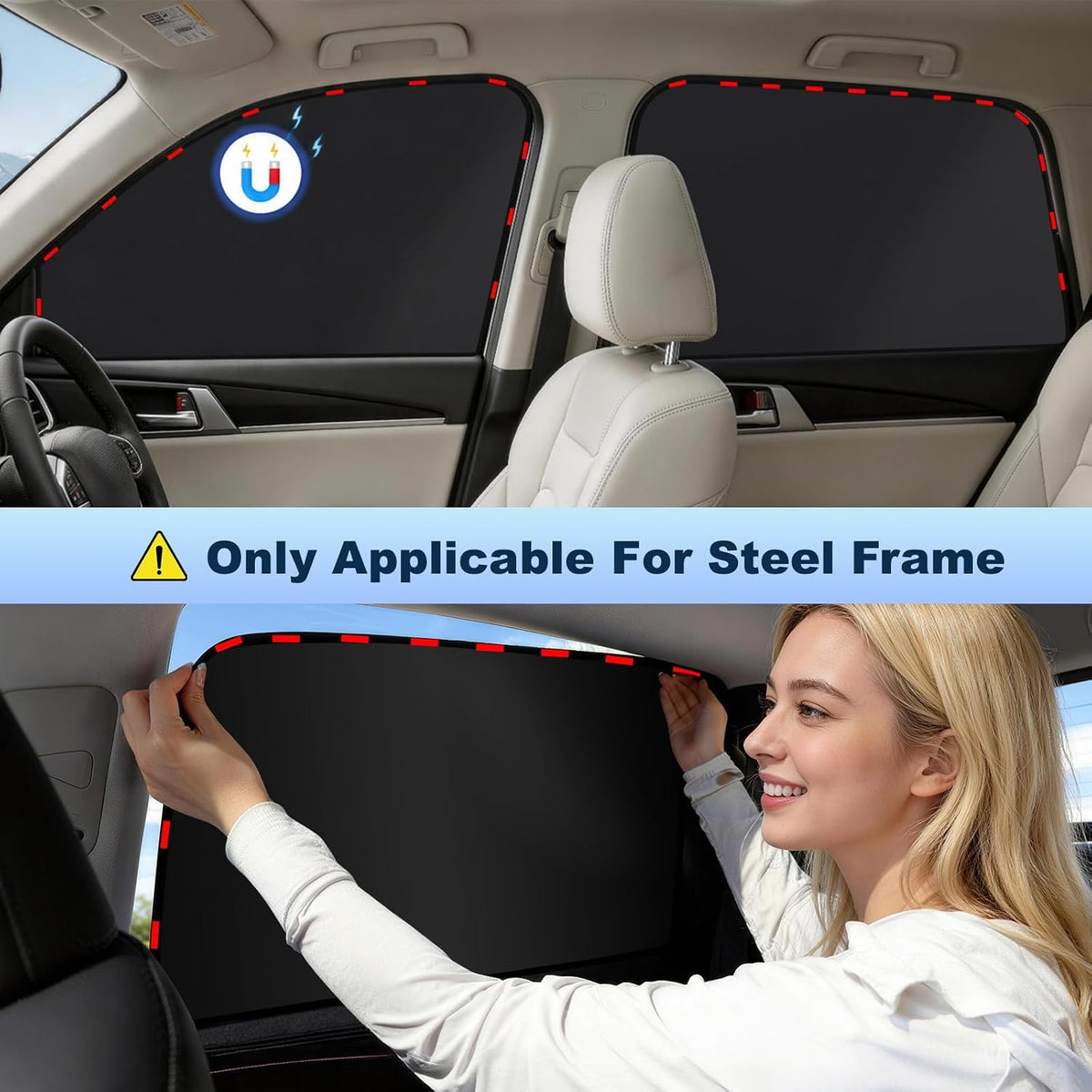 ZATOOTO Magnetic Car Window Shade 4 Pack, Car Privacy Curtain UV Block