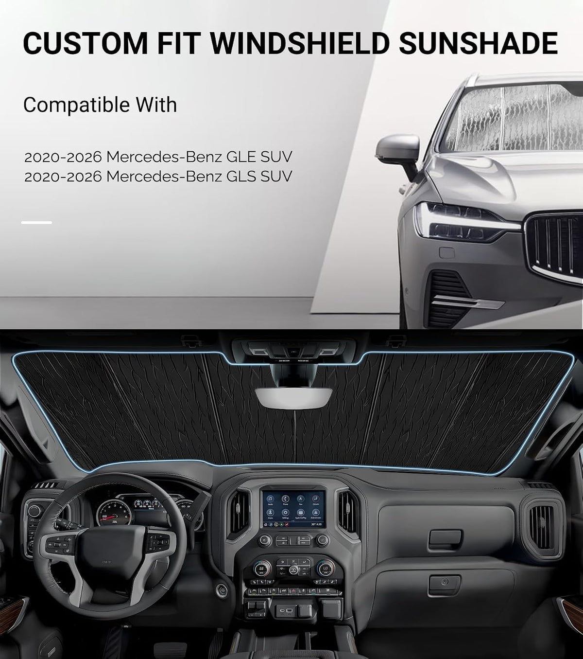 Pigenius Windshield Sunshade for Mercedes-Benz GLE/GLS SUV 2020-2026 Front Window Shade - AstraGuard