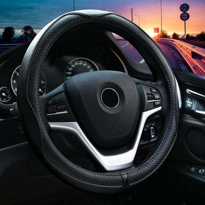 Valleycomfy Steering Wheel Covers Universal 15.75 inch - Genuine Leather