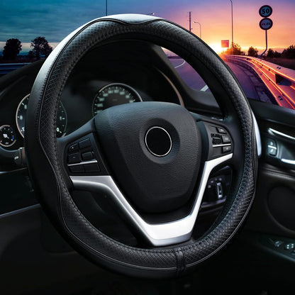 Valleycomfy Steering Wheel Covers Universal 15.75 inch - Genuine Leather