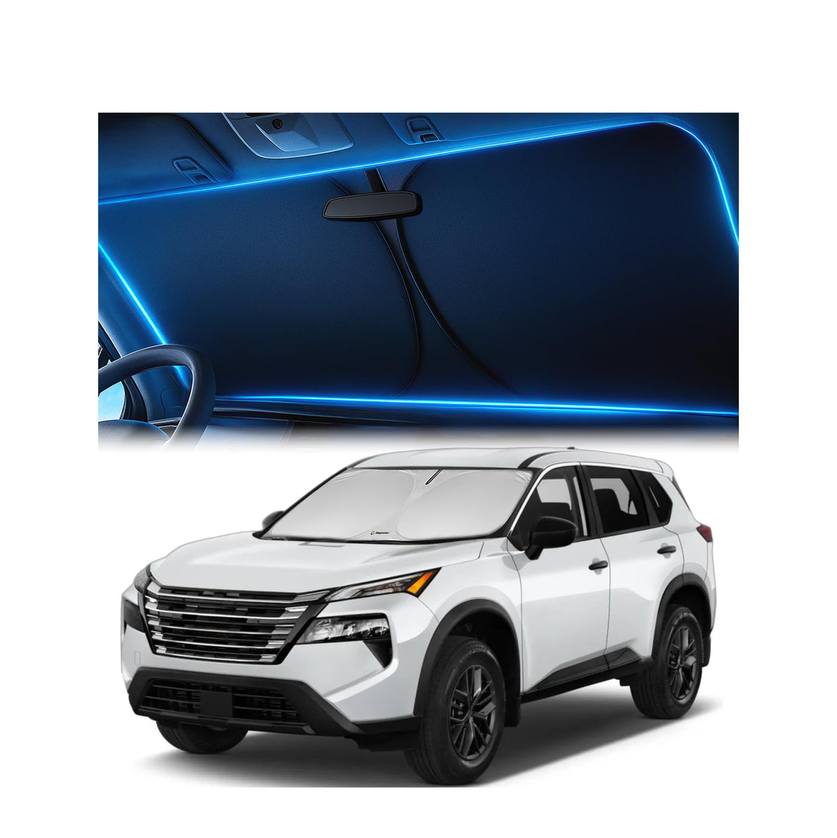 Magnelex Windshield Sun Shade for Kia K5 2021-2026 / Hyundai Sonata 2020-2026, Foldable Car Window Sunshade, Heat & UV Visor Cover, Reflective Front Shades Accessories