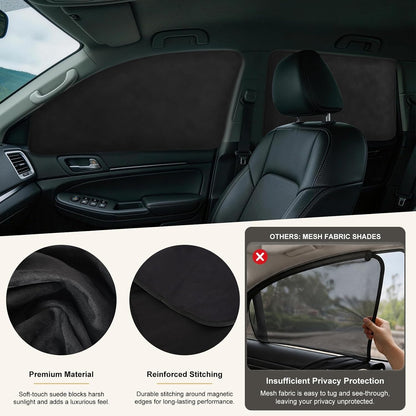 XCBYT Magnetic Car Side Window Shades, 100% Blackout Privacy Soft Suede