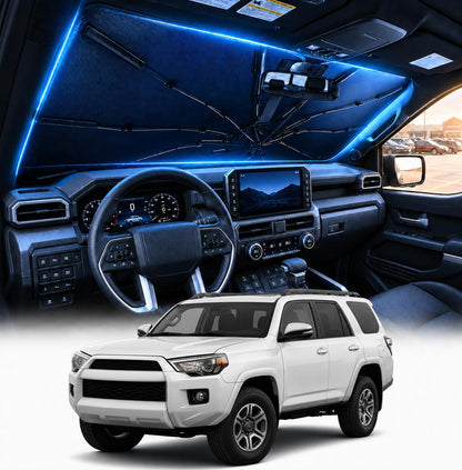 [2026 Upgraed] DooGooCoo Windshield Sun Shade Umbrella for Toyota Tacoma [100% Sunlight Blocked, Ice Crystal Cool] Sunshade for Car Windshield for Tacoma Sun Shade 2016-2026, Custom Fit for Tacoma.