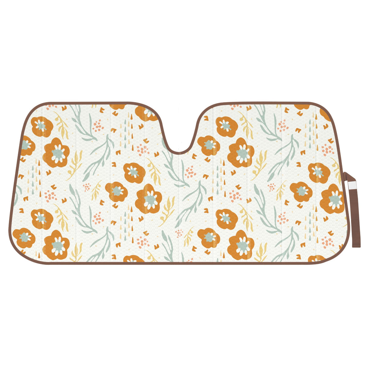 Carbella Orange Floral Car Windshield Sun Shade - Sun Visor Sunshade for Car Windshield - Window Shades for Cars, SUV & Truck - Dash Cover UV Protection for Front Window Shade Accessories - 57" x 27"