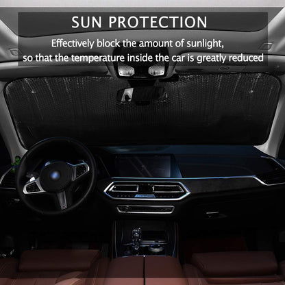 Leopard Skin Print Car Windshield Sun Shade Animal Brown Foldable UV Ray Sun Visor Protector Sunshade to Keep Your Vehicle Cool (55" x 27.6")
