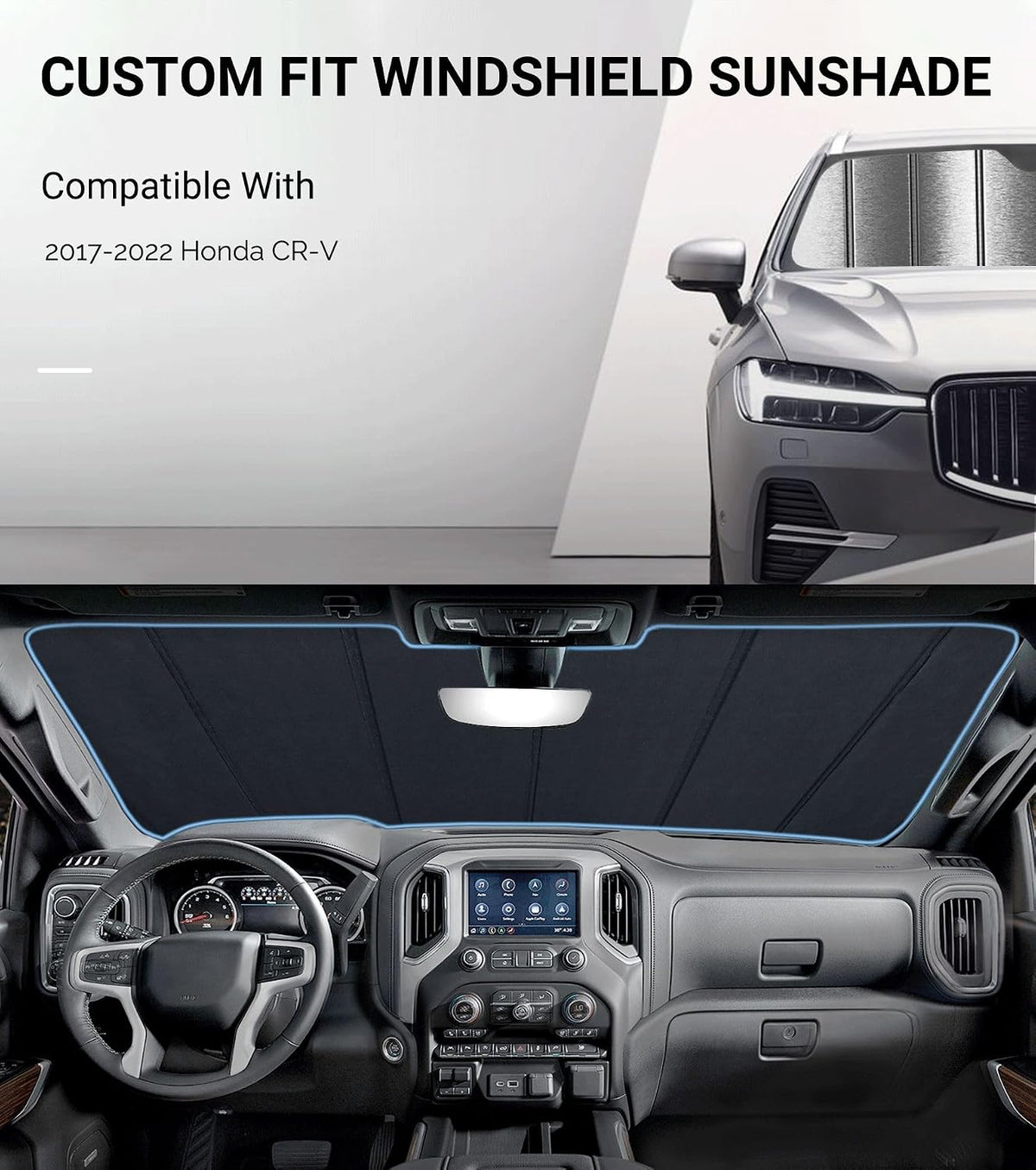 Pigenius Windshield Sunshade for 2007-2011 Honda CR-V, Metallic Silver Finish