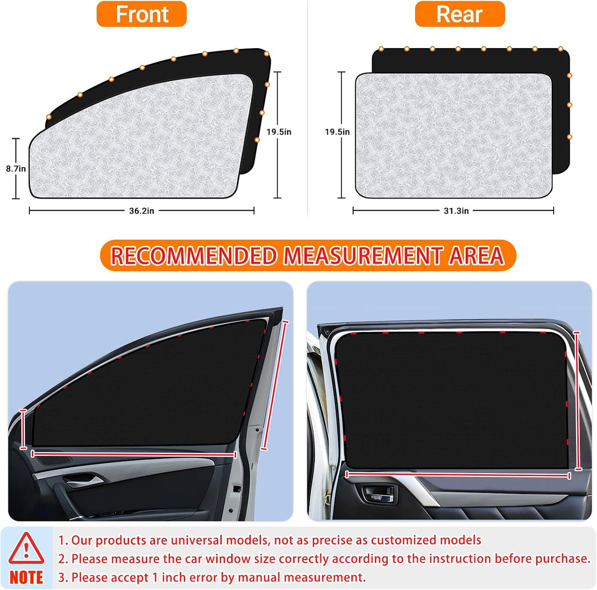 ZATOOTO Magnetic Car Window Shade for Side Window Car Privacy Curtains 4pcs