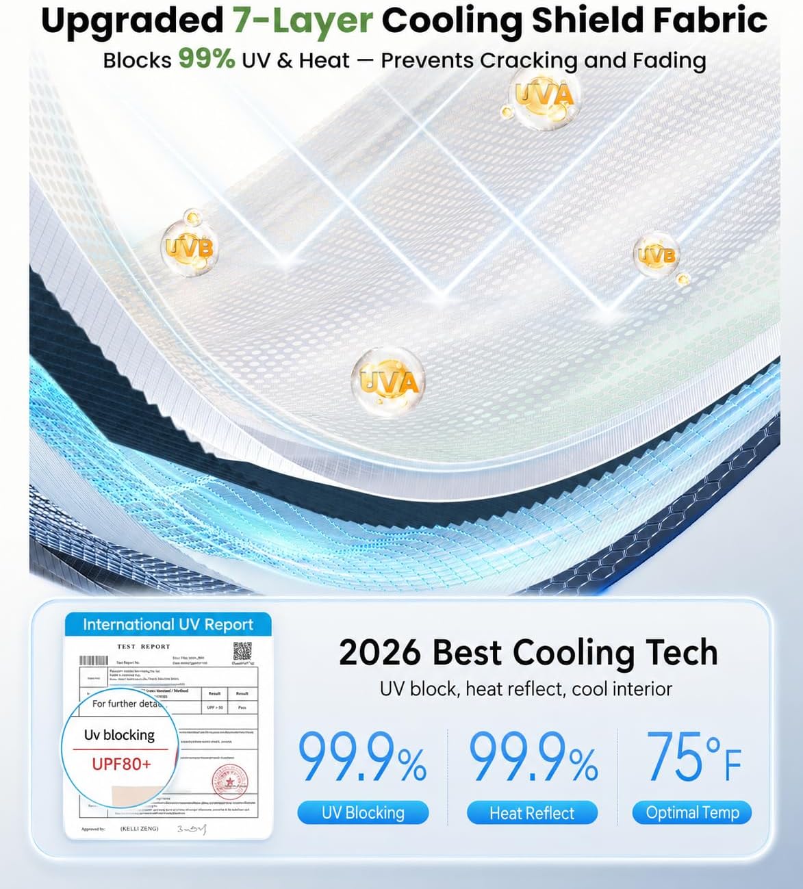 for Chevrolet Tahoe & Traverse 2010-2026 | Zanch Windshield Sun Shade Umbrella [99% UV Protection, Up to 75℉ Cooler] Snug Fit, Scratch-Free, Built to Last, Foldable Front Sunshade Umbrella