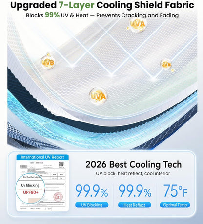 for Chevrolet Tahoe & Traverse 2010-2026 | Zanch Windshield Sun Shade Umbrella [99% UV Protection, Up to 75℉ Cooler] Snug Fit, Scratch-Free, Built to Last, Foldable Front Sunshade Umbrella